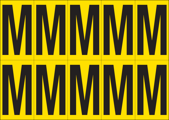 [905M] 905M - Foglio n.10 etichette adesive G/N lettera M