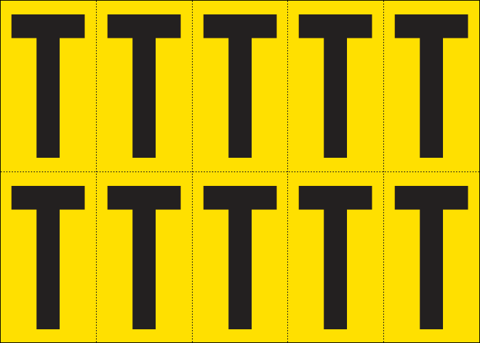 [905T] 905T - Foglio n.10 etichette adesive G/N lettera T