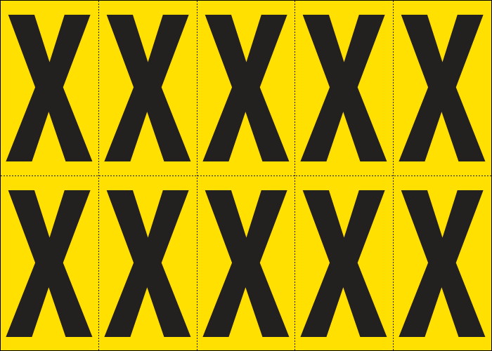 [905X] 905X - Foglio n.10 etichette adesive G/N lettera X