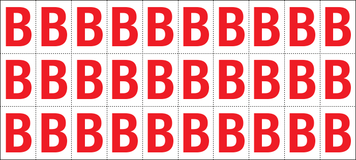 [912B] 912B - Foglio n.30 etichette adesive B/R lettera B