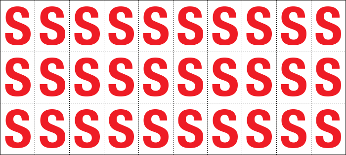 [912S] 912S - Foglio n.30 etichette adesive B/R lettera S