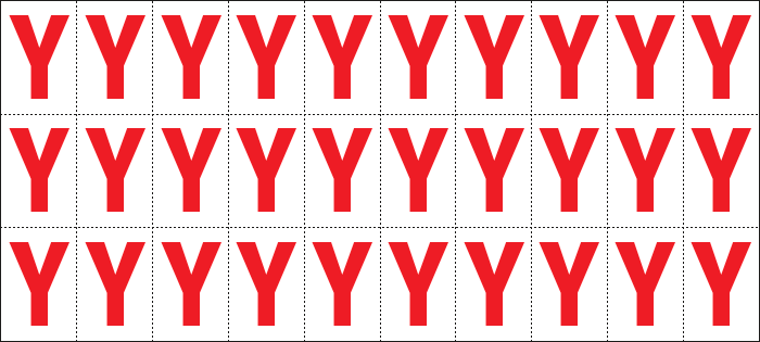 [912Y] 912Y - Foglio n.30 etichette adesive B/R lettera Y