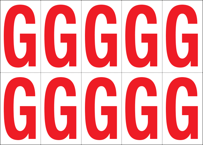 [915G] 915G - Foglio n.10 etichette adesive B/R lettera G