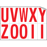 [915UZ] 915UZ - Foglio n.10 etichette adesive B/R lett.da U a Z