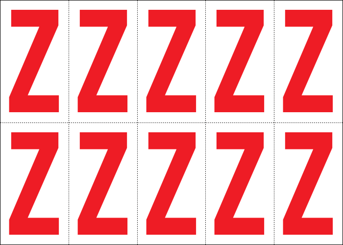 [915Z] 915Z - Foglio n.10 etichette adesive B/R lettera Z
