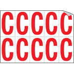 [916C] 916C - Foglio n.10 etichette adesive B/R lettera C