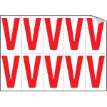 [916V] 916V - Foglio n.10 etichette adesive B/R lettera V