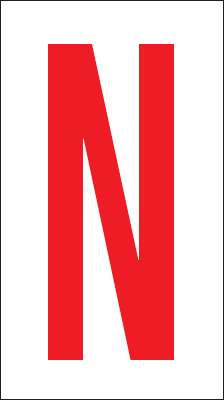 [917N] 917N - Foglio n.1 etichette adesive B/R lettera N