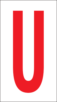 [917U] 917U - Foglio n.1 etichette adesive B/R lettera U