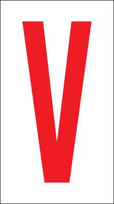 [917V] 917V - Foglio n.1 etichette adesive B/R lettera V