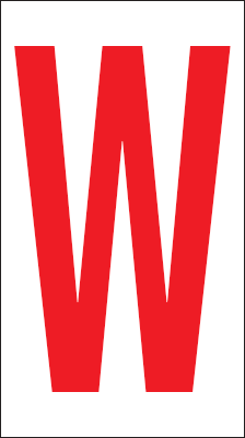 [917W] 917W - Foglio n.1 etichette adesive B/R lettera W