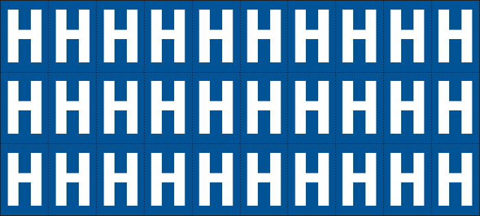 [922H] 922H - Foglio n.30 etichette adesive B/B lettera H