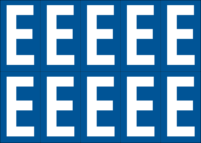 [925E] 925E - Foglio n.10 etichette adesive B/B lettera E