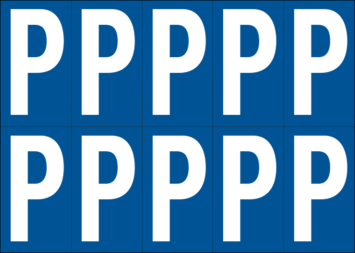 [925P] 925P - Foglio n.10 etichette adesive B/B lettera P