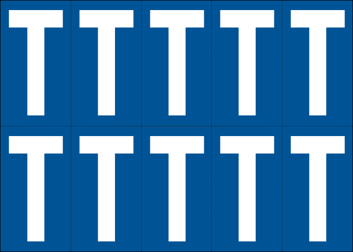 [925T] 925T - Foglio n.10 etichette adesive B/B lettera T