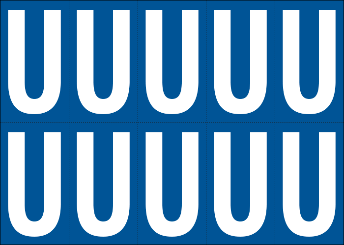 [925U] 925U - Foglio n.10 etichette adesive B/B lettera U