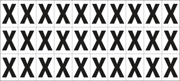 [932X] 932X - Foglio n.30 etichette adesive B/N lettera X