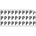 [933P] 933P - Foglio n.30 etichette adesive B/N lettera P