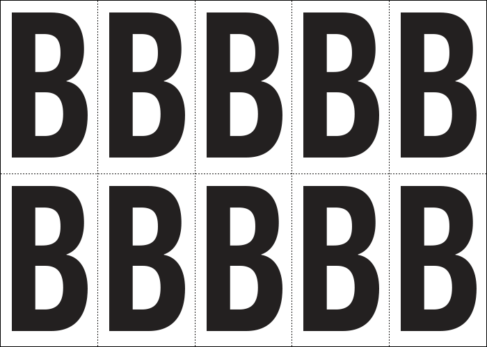 [935B] 935B - Foglio n.10 etichette autoadesive B/N lettera B