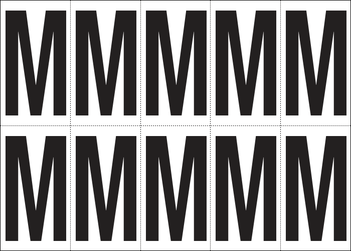 [935M] 935M - Foglio n.10 etichette autoadesive B/N lettera M