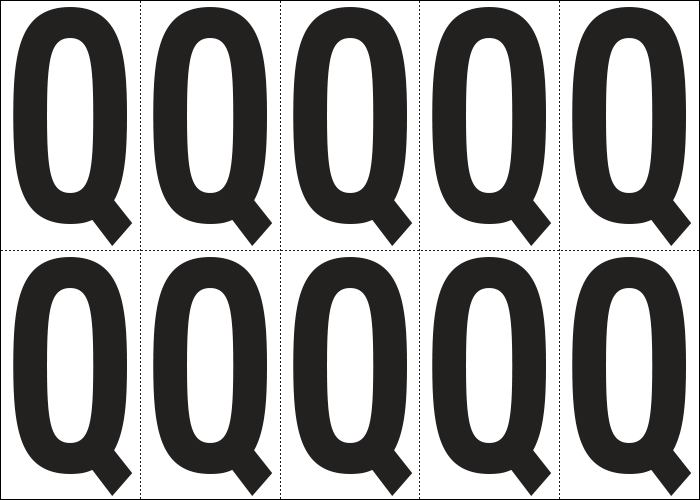 [935Q] 935Q - Foglio n.10 etichette autoadesive B/N lettera Q
