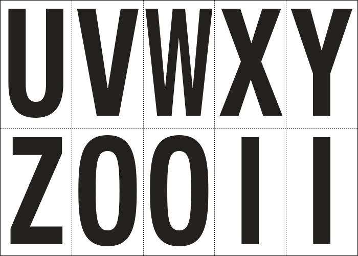 [935UZ] 935UZ - Foglio n.10 etichette autoadesive B/N lettere da U a Z