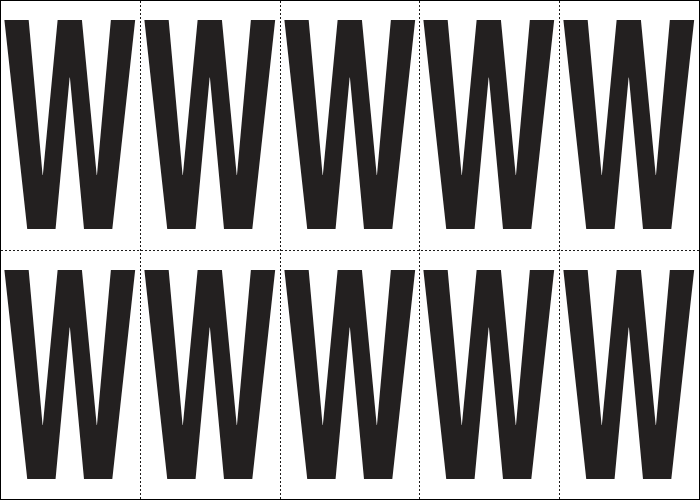 [935W] 935W - Foglio n.10 etichette autoadesive B/N lettera W