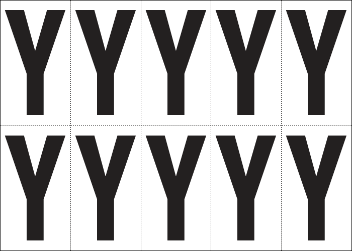 [935Y] 935Y - Foglio n.10 etichette autoadesive B/N lettera Y