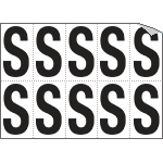 [936S] 936S - Foglio n.10 etichette autoadesive B/N lettera S