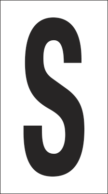 [937S] 937S - Foglio n.1 etichetta autoadesiva B/N lettera S