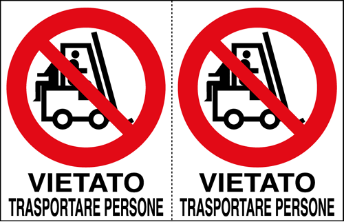 [9507A] 9507A - Foglio n. 2 etichette vietato trasportare persone