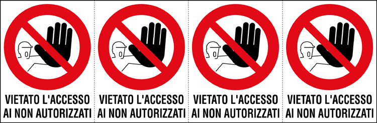 [9517B] 9517B - Foglio n. 4 etichette adesive vietato l'accesso