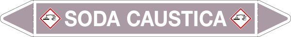 [99A351D] 99A351D - foglio da 1 etichetta autoadesiva con frecce e simboli x SODA CAUSTICA
