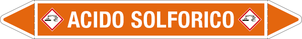 [99B580C] 99B580C - etichetta autoadesiva fondo arancio frecce simboli ACIDO SOLFORICO