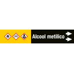 [99C250NAD] 99C250NAD - foglio da 5 etichette fondo nero "ALCOOL METILICO"freccia dx