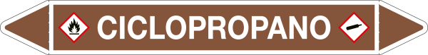 [99C280B] 99C280B - foglio da 5 etichette autoadesive con frecce e simboli CICLOPROPANO