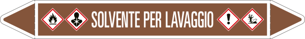 [99C500B] 99C500B - foglio da 5 etichette autoadesive con frecce+simb SOLVENTE PER LAVAG.