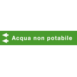 [99C880NAS] 99C880NAS - foglio da 5 etichette fondo verde "ACQUA NON POTABILE" freccia sx