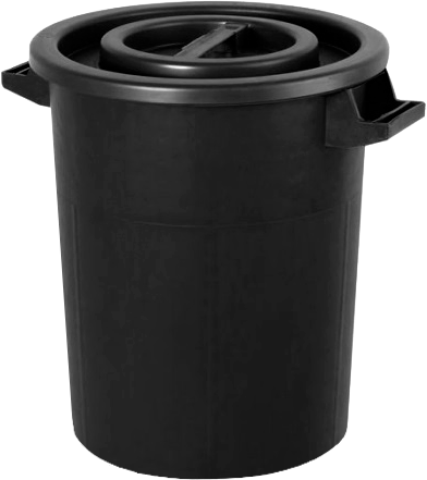 [BIC050N] BIC050N - Bidone in polietilene nero con manici da litri 50