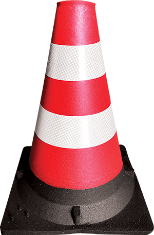 [COR32] COR32 - Cono stradale omologato in gomma con 2 fasce rifrangenti h. 32,6 cm.