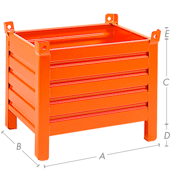 [CPLS12A] CPLS12A - Contenitore in lamiera con 4 piedi scatolati portata 800kg