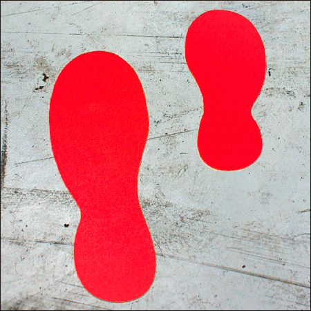 [DMO24R] DMO24R - conf.20 orme adesive SAFE IN in PVC dimensioni 240x90 mm colore ROSSO