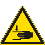 [E1116KS] E1116KS - Etichetta adesiva pericolo schiacciamento mani EN ISO 7010
