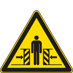 [E1143WS] E1143WS - Etichetta pericolo di schiacciamento solo simbolo EN ISO 7010