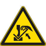 [E1182KS] E1182KS - etichetta pericolo schiacciamento mani pressa e materiali EN ISO 7010