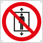 [E1302W] E1302W - cartello divieto uso ascensore a persone solo simbolo EN ISO 7010