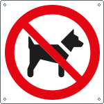 [E1325W] E1325W - Cartello divieto accesso ai cani solo simbolo EN ISO 7010