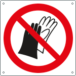 [E1344X] E1344X - Cartello divieto indossare i guanti solo simbolo EN ISO 7010