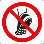 [E13497K] E13497K - cartello vietato indossare scarpe chiodate EN ISO 7010