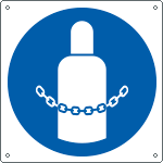 [E1383X] E1383X - Cartello obbligo agganciare le bombole EN ISO 7010